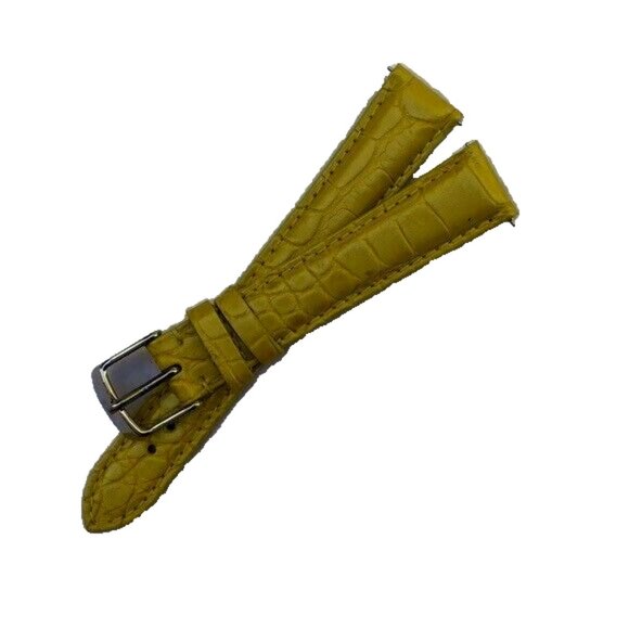 New Michele Yellow 16mm Alligator Watch Band MS16AA510717 - Picture 1 of 3